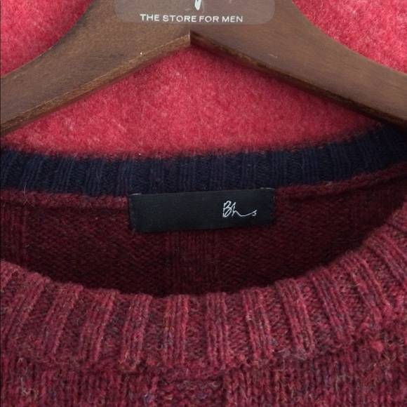 UK-L Vintage BHS Burgundy Wool Sweater - Picture 2 of 6